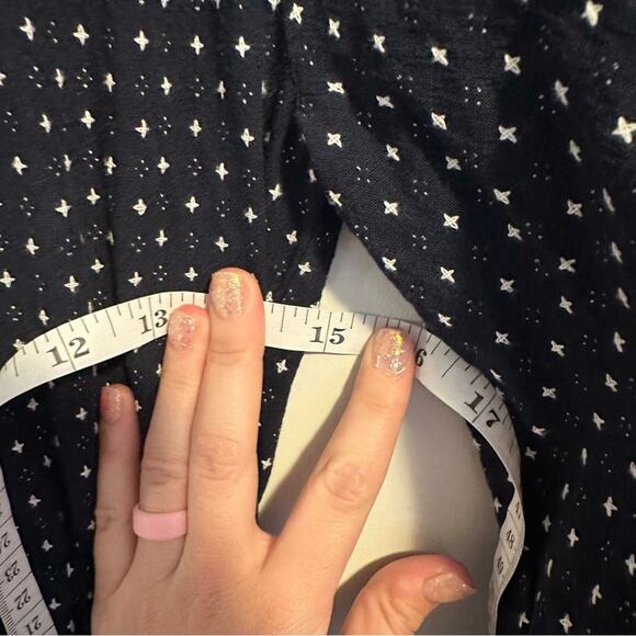 Madewell Navy Blue White Cross Cotton Long Sleeve Maxi Dress Small - Picture 6 of 14